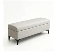 Mmt00go Banco Tapizado con Almacenaje, Otomana Larga De Cuero Nappa | Banco De Dormitorio Con Almacenaje Para Recibidor, Salón Y Pie De Cama, Soporta Hasta 600 Lb(Light Gray 88,Narrow120cm(47in))