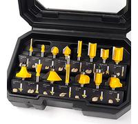 MNA Juego de 15 brocas de enrutador de 1/4 pulgadas, kit de brocas de enrutador, herramientas de carpintería, funda de transporte
