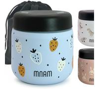 mnam Termo Comida Bebe 400 ML - Termo Bebe para Solidos Comida Caliente - Papillero Aislante de Acero Inoxidable y Funda con Cierre Hermético - Food Thermy - Fiambrera Térmica Infantil
