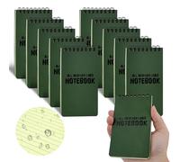 MOAMUN 10 Piezas Libreta Pequeña Impermeabilización, Verde Táctico Bloc De Cuaderno Celosías Notebook Notas En Espiral Papel De Cuadrícula para El Hogar La Escuela Actividad Al Aire Libre(8,1x14 cm)