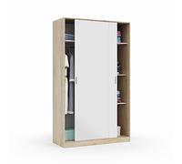 Mobelcenter - Armario 2 Puertas Correderas - Armario Matrimonio o Juvenil - Acabado Color Blanco Artik y Roble Canadian - Medidas: Ancho: 120 cm x Fondo: 50 cm x Alto: 200 cm - (1411)