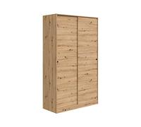 Mobelcenter, Armario 2 Puertas Correderas, Armario Matrimonio o Juvenil con 4 estantes y Barra de Colgar, Acabado Color Roble Nodi, Medidas: Ancho: 120 cm x Fondo: 50 cm x Alto: 200 cm (1385)