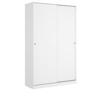 MOBELCENTER - Armario 2 Puertas Correderas con 3 estantes y Barra de Colgar, Blanco Mate, Medidas: Ancho: 120 cm x Fondo: 50 cm x Alto: 204 cm (1353)
