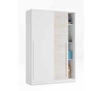 MOBELCENTER - Armario 2 Puertas Correderas Elliot Juvenil, 3 estantes y Barra de Colgar - Blanco Artik y Blanco Velho - 120 cm x 50 cm x 200 cm (1384)