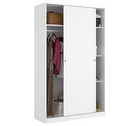 Mobelcenter, Armario 2 Puertas Correderas Matrimonio o Juvenil con 3 estantes y Barra de Colgar, Color Blanco Mate, Medidas: Ancho: 120 cm x Fondo: 50 cm x Alto: 204 cm (1353)