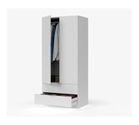 MOBELCENTER - Armario 2 Puertas y 2 cajones - Armario 180 (Alto) x 81,5 (Ancho) x 52 (Fondo) cm - Armario Blanco - (1229)