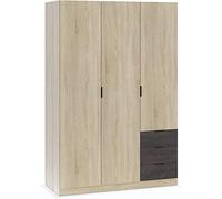 Mobelcenter - Armario 3 Puertas 3 Cajones - Armario Matrimonio Acabado Color Óxido y Roble Canadian - Medidas: Ancho: 121 cm x Fondo: 52 cm x Alto: 180 cm - (1097)