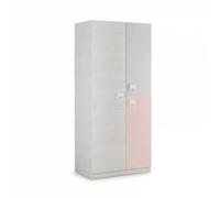 Due-Home Innovations SL Armario infantil Nube 3 puertas 3 estantes 200x90x52 Blanco/Gris/Rosa Pastel