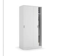 MOBELCENTER - Armario de Dormitorio con 2 Puertas Correderas, Color Blanco Soft, 100 cm de Ancho, Diseño Nórdico, Ideal para Habitación Matrimonial o Juvenil (985)