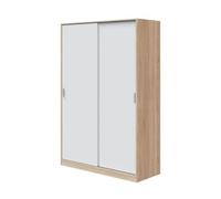 MOBELCENTER - Armario Juvenil Matrimonio 2 Puertas Correderas - Color Blanco Artik y Roble Canadian - Ancho: 120cm x Fondo: 50cm x Alto: 200cm (1411)