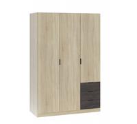 MOBELCENTER - Armario Matrimonio 3 Puertas 3 Cajones - Color Óxido y Roble Canadian - Medidas: Ancho: 121 cm x Fondo: 52 cm x Alto: 180 cm - (1097)
