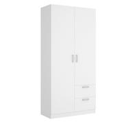 MOBELCENTER - Armario Matrimonio o Juvenil 2 Puertas 2 Cajones Maxi - Color Blanco - Medidas: Ancho: 100 cm x Fondo: 52 cm x Alto: 215 cm - (1210)