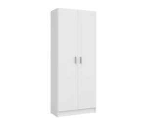MOBELCENTER - Armario Multiusos Auxiliar 2 Puertas con Escobero - Acabado Color Blanco - Medidas: Ancho: 73 cm x Fondo: 37 cm x Alto: 180 cm - (1231)