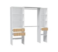 MOBELCENTER - Armario Vestidor Abierto con Cajones - Color Nature y Blanco - Medidas: 190 cm Ancho x 187 cm Alto x 40 cm Fondo (1423)