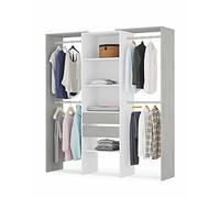 Mobelcenter, Armario Vestidor con 2 Cajones, Vestidor con Barras y Baldas, Acabado en Blanco Artik y Gris Cemento, Medidas: Ancho: 179 cm x Alto: 202 cm x Fondo: 50 cm (1264)