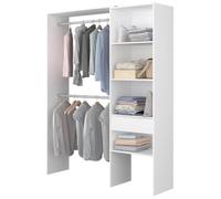 MOBELCENTER- Armario Vestidor Plus Blanco con 1 Columna, 1 Cajón y Barras Regulables, 163,5x40x207 cm (1596)