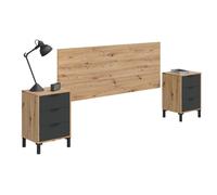 Habitdesign Cabezal con 2 mesitas Enzo 240x74x33 cm Matrimonio 6 cajones Roble Nodi/Gris Antracita
