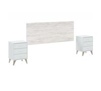 MOBELCENTER - Cabezal Matrimonio y 2 Mesitas de Noche Sweet - Color Blanco Artik y Blanco Velho - Ancho: 240 cm x Fondo: 33 cm x Alto: 101 cm - (1107)