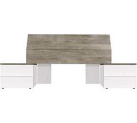 Mobelcenter - Cabezal y 2 Mesitas de Noche Aikos - Cabecero Matrimonio y 2 Mesitas de Noche - Color Blanco Artik y Roble Alaska - Medidas: Ancho: 276 cm x Fondo: 34 cm x Alto: 96 cm - (1172)