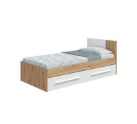 MOBELCENTER - Cama Infantil Juvenil Noa con Cabezal y Cajones - Color Roble Nodi y Blanco Artik - Ancho: 97 cm x Fondo: 196 cm x Alto: 77 cm (1325)