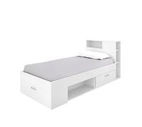 Mobelcenter, Cama Juvenil Lanka con Cajones y Estantería, Cama Infantil o Juvenil 90x190 con cajones y estantería, Color Blanco, Medidas: Ancho: 99 cm x Fondo: 218 cm x Alto: 96 cm (1348)