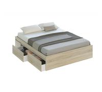 MOBELCENTER- Cama Matrimonio con 4 cajones Kendra para colchones de 150x190 cm - Color Roble Canadian - 156 cm x 196 cm x 37 cm (1104)