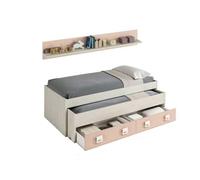 Miroytengo Cama nido Nube 65x199x96 cm (alto x largo x ancho) blanco y rosa