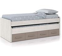 Mobelcenter, Cama Nido Juvenil Ares 2 Camas 2 Cajones, Cama Doble Juvenil con 2 Camas 2 Cajones, Color Blanco Alpes y Basalto, Medidas: Ancho: 198 cm x Fondo: 96 cm x Alto: 69 cm (0991)