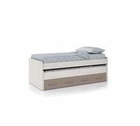 MOBELCENTER - Cama Nido Juvenil Ares 2 Camas 2 Cajones - Color Blanco Alpes y Basalto, Medidas: Ancho: 198 cm x Fondo: 96 cm x Alto: 69 cm (0991)