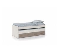 MOBELCENTER - Cama Nido Juvenil Ares 2 Camas 2 Cajones - Color Blanco Alpes y Basalto, Medidas: Ancho: 198 cm x Fondo: 96 cm x Alto: 69 cm (0991)