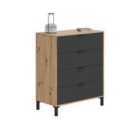 Habitdesign Comoda con 4 Cajones, para Dormitorio, Modelo Enzo, Acabado en Color Roble Nodi y Gris Antracita, Medidas: 77,5 cm (Ancho) x 94 cm (Alto) x 40 cm (Fondo)