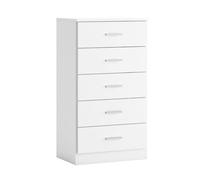 Mobelcenter, Cómoda 5 cajones Couple, Mueble Dormitorio 5 Cajones, Cómoda 50 cm. Blanco Mate. Medidas: 50 cm Ancho x 90,4 cm Alto x 33,3 cm Fondo (1445)