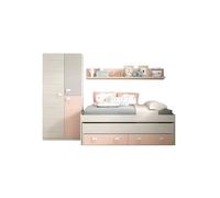 MOBELCENTER - Conjunto Dormitorio Infantil Juvenil, Cama Nido con Cajones, Estantería y Armario de 2 Puertas de 90 cm (P0017)
