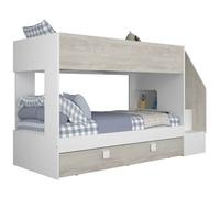 MOBELCENTER - Litera Con Cama Nido Reversible Easy Blanco y Cascina, escalera segura, reversible, 242x97x150cm(1602)