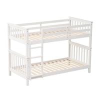 MOBELCENTER - Litera de Madera de Pino Camila Reversible y Convertible, Camas de 90x190 con Somieres, Color Blanco, 200x99x140cm (1617)