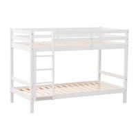 MOBELCENTER - Litera de Madera de Pino Olivia Reversible, Camas de 90x190 con Somieres, Color Blanco, 200x99x140cm (1615)