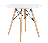 MOBELCENTER - Mesa Redonda Dinamarca, Color Blanco con Patas en Color Haya, Medida: 80 cm x 72 cm de Alto (0866)