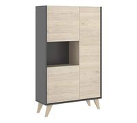 Mobelcenter - Mueble Aparador Alto 3 Puertas - Buffet Moderno - Armario Auxiliar Comedor - Acabado Color Grafito y Natural - Medidas: Ancho: 81 cm x Fondo: 43 cm x Alto: 135 cm - (1087)