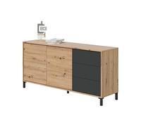 Mobelcenter, Mueble Aparador Brooklyn, Aparador Moderno, Aparador Roble Nodi y Gris Antracita, Medidas: Alto: 74 cm x Ancho: 154 cm x Fondo: 41 cm (1345)