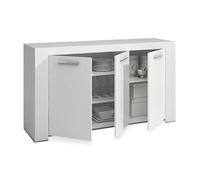 MOBELCENTER - Mueble Aparador Moderno Ambit 3 Puertas - Acabado Color Blanco Artik - Ancho: 144 cm x Fondo: 42 cm x Alto: 80 cm - (1105)