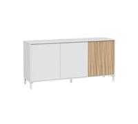 MOBELCENTER - Mueble Aparador Moderno, Aparador Blanco y Natur - Aparador Comedor Ethna - Ancho 154 cm x Alto 74 cm x Fondo 40 cm (1427)