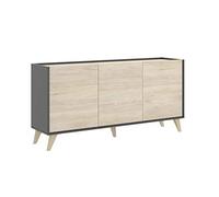 Mobelcenter - Mueble Aparador Moderno - Color Natural y Grafito - 3 Puertas - Medidas: Alto: 75 cm x Ancho: 155 cm x Fondo: 43 cm - (1056)