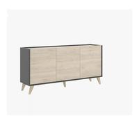 MOBELCENTER - Mueble Aparador Moderno - Color Natural y Grafito - 3 Puertas - Medidas: Alto: 75 cm x Ancho: 155 cm x Fondo: 43 cm - (1056)
