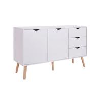 MOBELCENTER - Mueble Aparador Nórdico Fiano 2 Puertas 3 Cajones- Color Blanco - Ancho: 120 cm x Alto 75 cm Alto x Fondo 39,6 cm (1471)