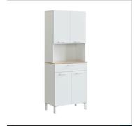 MOBELCENTER - Mueble Auxiliar Alacena de Cocina 4 Puertas 1 Cajón - Blanco Artik y Roble Canadian - Ancho: 72cm x Fondo: 4 cm x Alto: 189cm - (1262)
