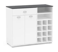 MOBELCENTER - Mueble Auxiliar de Cocina Botellero 2 Puertas 1 Cajón - Blanco y Gris Grafito - Ancho: 103 cm x Fondo: 40 cm x Alto: 90 cm (1396)