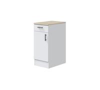Mobelcenter, Mueble Bajo de Cocina de 40 cm, Módulo 1 Puerta Reversible 1 Cajón, Acabado Color Blanco Brillo y Roble Canadian, Medidas: Ancho: 40 cm x Fondo: 60 cm x Alto: 90 cm (1535)