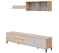 MOBELCENTER - Mueble de Salón Combi Escandinavo con 3 Puertas, 2 Cajones, Módulo y Estante, Roble Canadian/Cachemir, 200 cm (1664)