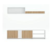 MOBELCENTER - Mueble de Salón Ecco, Módulo TV, Módulo Superior y Estante - Color Blanco Artik y Natur - Ancho: 180cm x Fondo: 33cm x Alto: 40cm (1442)