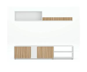 MOBELCENTER - Mueble de Salón Ecco, Módulo TV, Módulo Superior y Estante - Color Blanco Artik y Natur - Ancho: 180cm x Fondo: 33cm x Alto: 40cm (1442)